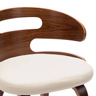 Eetkamerstoelen 6 st gebogen hout en kunstleer cr&egrave;me 6