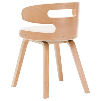 Eetkamerstoelen 4 st gebogen hout en kunstleer cr&egrave;mekleurig 5