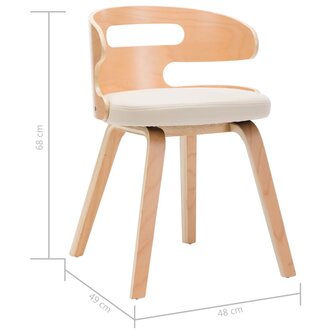 Eetkamerstoelen 4 st gebogen hout en kunstleer cr&egrave;mekleurig 7