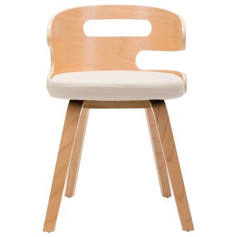 Eetkamerstoelen 6 st gebogen hout en kunstleer cr&egrave;me 3