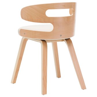 Eetkamerstoelen 6 st gebogen hout en kunstleer cr&egrave;me 4