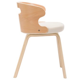 Eetkamerstoelen 6 st gebogen hout en kunstleer cr&egrave;me 5