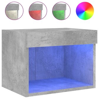 Nachtkastjes met LED&amp;apos;s 2 st wandgemonteerd betongrijs 7