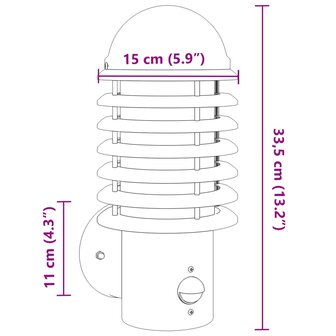 Buitenwandlamp met sensor roestvrij staal zilverkleurig 7