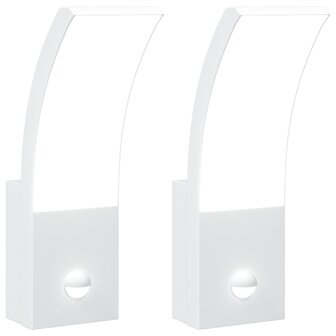 Buitenwandlampen 2 st LED met sensors gegoten aluminium wit 2