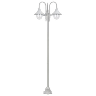 Paalverlichting tuin E27 220 cm aluminium wit 3-delig 2