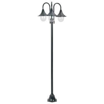 Paalverlichting tuin E27 220 cm aluminium donkergroen 3-delig 1