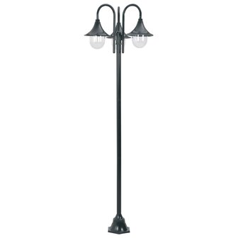 Paalverlichting tuin E27 220 cm aluminium donkergroen 3-delig 2