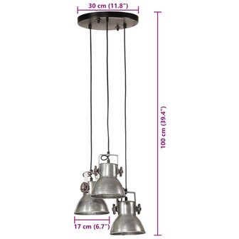 Hanglamp 25 W E27 30x30x100 cm vintage zilverkleurig 9