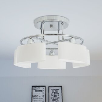 Plafondlamp met ellipsvormige glazen kappen 5xE14 200W 1