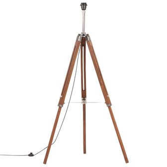 Vloerlamp driepoot 141 cm massief teakhout honingbruin en wit 3