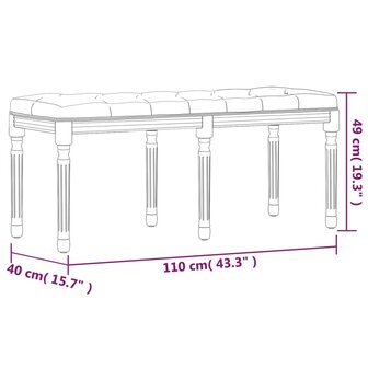 Bankje 110x40x49 cm fluweel lichtgrijs 7