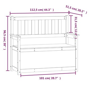 Bankje 112,5x51,5x96,5 cm massief grenenhout 9