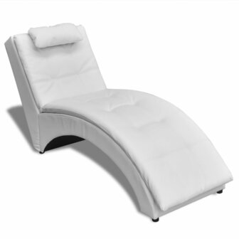 Chaise longue met kussen kunstleer wit 1