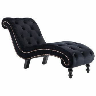 Chaise longue fluweel zwart 2