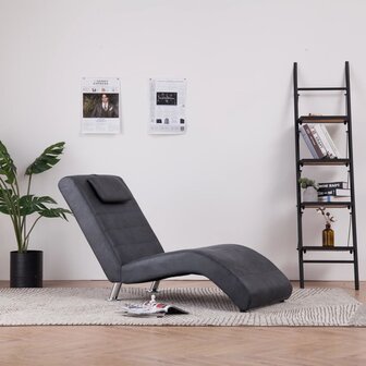 Chaise longue met kussen kunstsu&egrave;de grijs 1