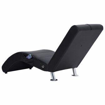 Massage chaise longue met kussen kunstleer zwart 5