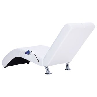 Massage chaise longue met kussen kunstleer wit 5