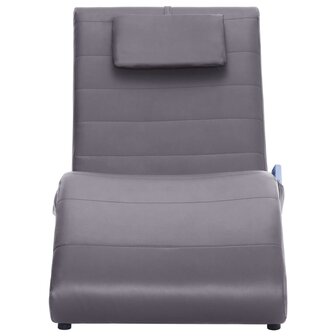 Massage chaise longue met kussen kunstleer grijs 3