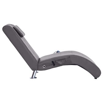 Massage chaise longue met kussen kunstleer grijs 4