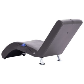 Massage chaise longue met kussen kunstleer grijs 5