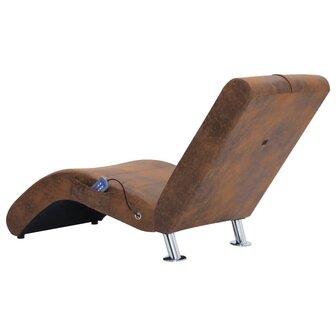 Massage chaise longue met kussen kunstsu&egrave;de bruin 5