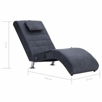 Massage chaise longue met kussen kunstsu&egrave;de grijs 11