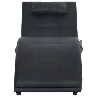 Massage chaise longue met kussen kunstleer zwart 5