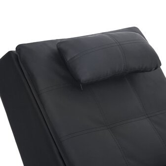 Massage chaise longue met kussen kunstleer zwart 6