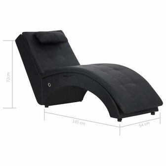 Massage chaise longue met kussen kunstleer zwart 10