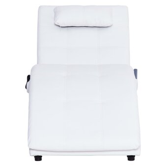 Massage chaise longue met kussen kunstleer wit 5