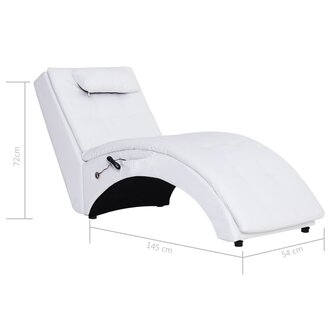 Massage chaise longue met kussen kunstleer wit 9