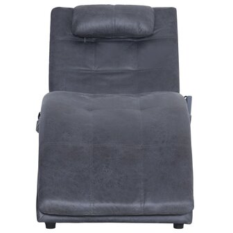 Massage chaise longue met kussen kunstsu&egrave;de grijs 5