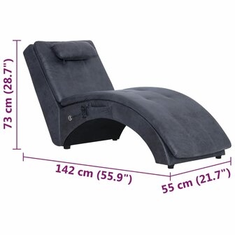 Massage chaise longue met kussen kunstsu&egrave;de grijs 10