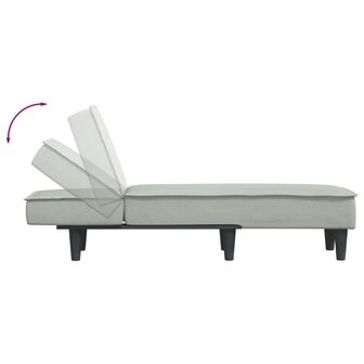 Chaise longue fluweel lichtgrijs 6