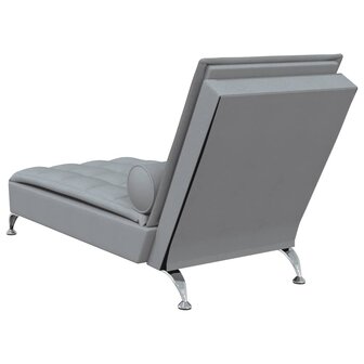 Massage chaise longue met bolster stof lichtgrijs 6