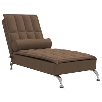 Massage chaise longue met bolster stof bruin 2