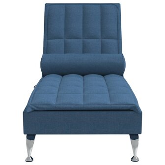 Massage chaise longue met bolster stof blauw 4