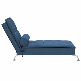 Massage chaise longue met bolster stof blauw 5