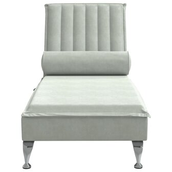 Massage chaise longue met bolster fluweel lichtgrijs 4