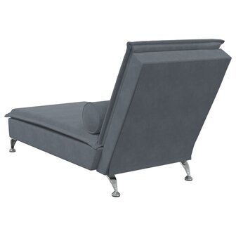 Massage chaise longue met bolster fluweel donkergrijs 6