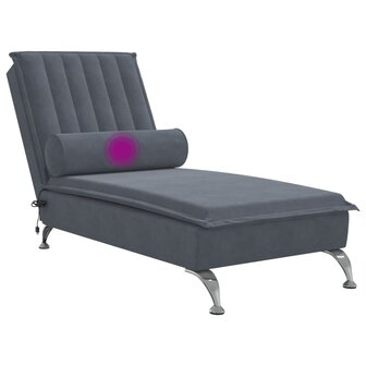 Massage chaise longue met bolster fluweel donkergrijs 7