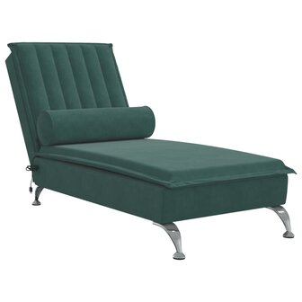 Massage chaise longue met bolster fluweel donkergroen 2