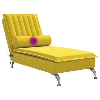 Massage chaise longue met bolster fluweel geel 7