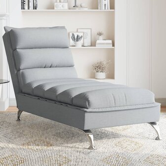 Chaise longue met kussens stof lichtgrijs 1