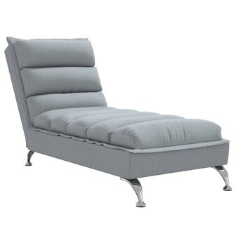 Chaise longue met kussens stof lichtgrijs 2