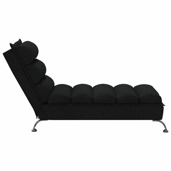 Chaise longue met kussens stof zwart 5