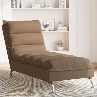 Chaise longue met kussens stof bruin 1