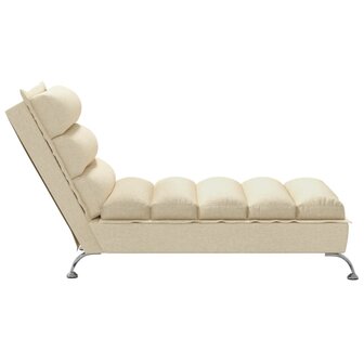 Chaise longue met kussens stof cr&egrave;mekleurig 5