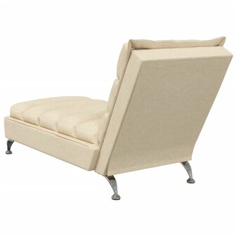 Chaise longue met kussens stof cr&egrave;mekleurig 6